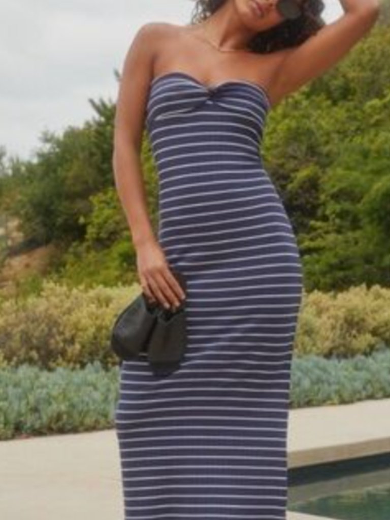 Anthropologie Striped Strapless Dress